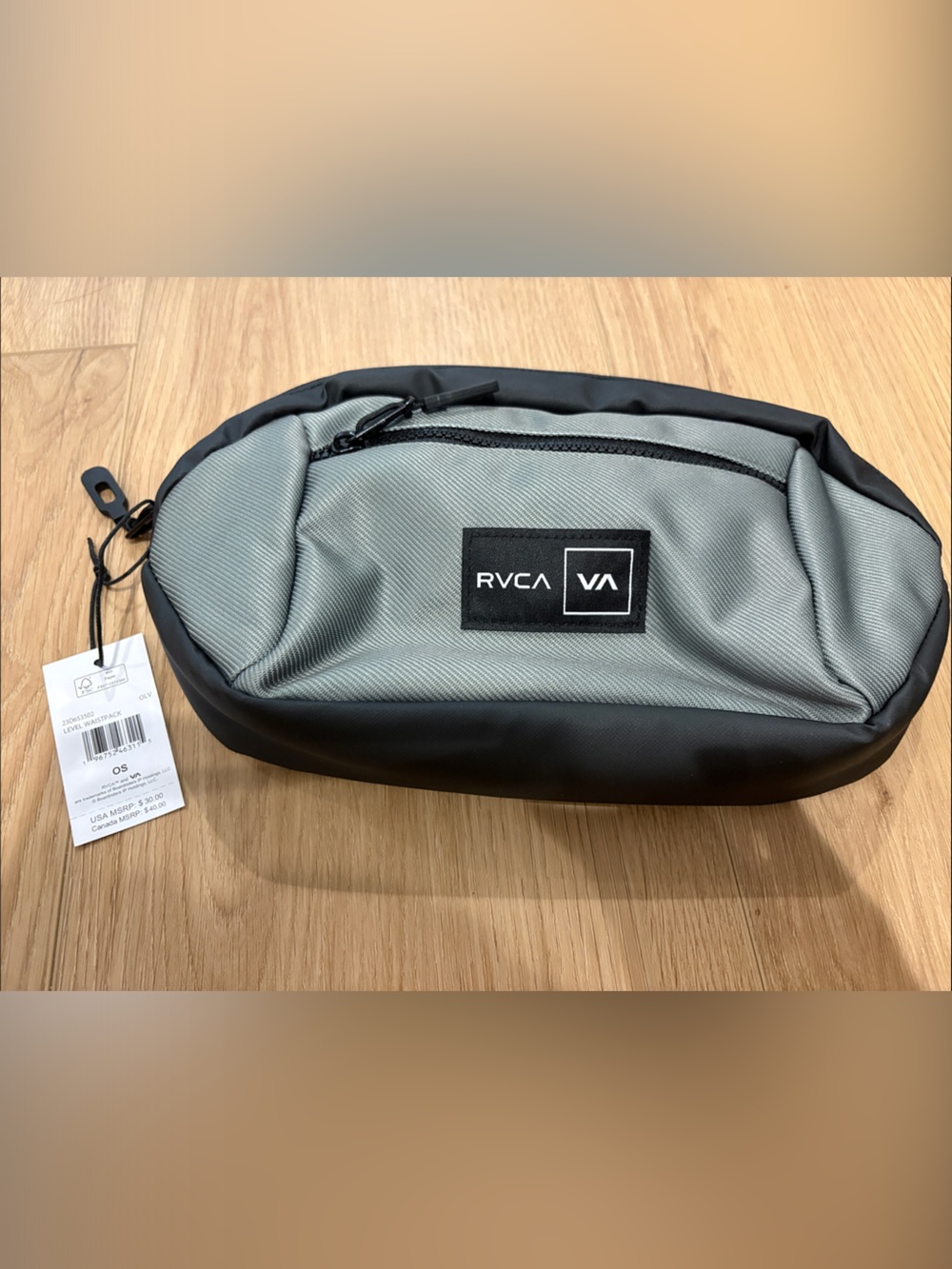 RVCA Gray and Black Belt Bag Sling
